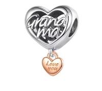 The Charmery Love You Grandma Charm 925 Sterling Silver Compatible with Pandora Charms,and Many Other UK Charm Bracelets.
