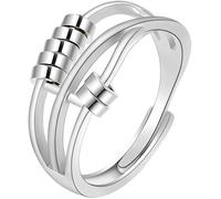 The Charmery Metal Beads Anxiety Ring Stress Relief Fidget Rings For Women Men Antistress Spiral Rotate Jewlery