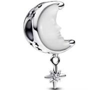 The Charmery Winter Crescent Moon and Star Charm 925 Sterling Silver Charm Compatible with Pandora Charms, Trollbeads, Chamilia, Biagi and Many Other UK Charm Bracelets.
