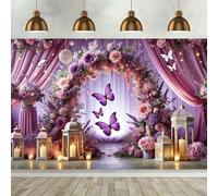 The charming purple butterfly garden background banner is perfect for living rooms bedrooms and offices