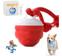 The Chase Buddy Dog Boredom Stimulating Toy 2025 Smart Pet Puppy Ball with Ropes Interactive Self Play Moving Dogs Balls Automatic Electric Active Rolling Ball Jumping Bouncing Dog Balls Gift (Red)