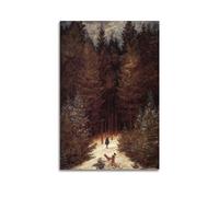 The Chasseur in The Forest Poster by Caspar David Friedrich Decorative Painting Canvas Wall Art Living Rooms Bedroom Painting 16x24inch(40x60cm)