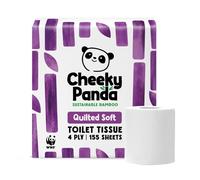 The Cheeky Panda Bamboo 4 Ply Quilted Toilet Roll ? 9 Rolls | Super Soft and Strong | Plastic Free Packaging