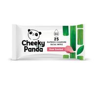 The Cheeky Panda Bamboo Facial Make Up Remover Wipes | Sustainable Face Wipes Eye Makeup Remover | Rose Scented Pack of 25 Face Wipes | 99% Purified Water