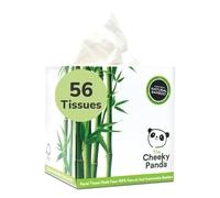 The Cheeky Panda Bamboo Facial Tissues Cube Box | Soft, Strong and Sustainable Tissues | Perfect Table Size Tissue Box | 56 Tissues