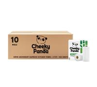 The Cheeky Panda Bamboo Kitchen Roll | 10 Kitchen Rolls - 1000 Super Strong Sheets | Naturally Strong and Absorbent Plastic Free Kitchen Paper Towels