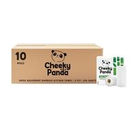 The Cheeky Panda Bamboo Kitchen Roll | 10 Kitchen Rolls - 1000 Super Strong Sheets | Naturally Strong and Absorbent Plastic Free Kitchen Paper Towels