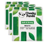 The Cheeky Panda Bamboo Paper Disposable Napkins | Pack of 300 White Cocktail Napkins | 25 x 25cm | 2 Ply Paper Serviettes (Package May Vary)