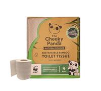 The Cheeky Panda Bamboo Toilet Paper - 9 Rolls of Unbleached Toilet Paper | Plastic Free Packaging and Sustainable Toilet Tissue | 100% Compostable