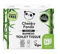 The Cheeky Panda Bamboo Toilet Rolls Bulk Buy 24 Rolls of 3 Ply Toilet Paper Plastic Free Packaging and Sustainable Tissue Paper White