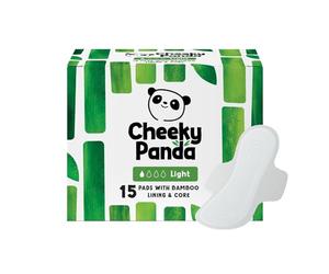 The Cheeky Panda Organic Sanitary Towels for Women - Light Flow - 15 Organic Pads Per Pack - with Bamboo Pads and Core