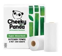 The Cheeky Panda Bamboo Kitchen Roll | 2 Kitchen Rolls - 200 Super Strong Sheets | Naturally Strong and Absorbent Plastic Free Kitchen Paper Towels