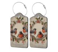 The Cheerful Mockingbird Luggage Tag, Pu Leather Travel Luggage Tag Suitcase Tag Durable Steel Loop Suitcase Tags Identifiers