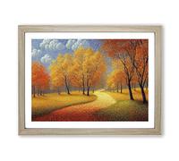 The Cheery Autumn Forest Framed Print | A2 Oak Framed Wall Art | Ready to Hang | Modern Landscape Picture | Living Room Bedroom Lounge Office