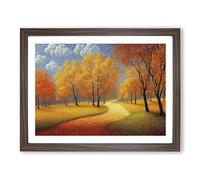 The Cheery Autumn Forest Framed Print | A3 Walnut Framed Wall Art | Ready to Hang | Modern Landscape Picture | Living Room Bedroom Lounge Office