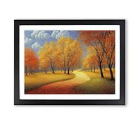 The Cheery Autumn Forest Framed Wall Art Print A2 Black