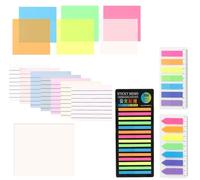 THE CHEESE CHEF Coloured Transparent Sticky Notes/See Through Post it Notes/Highlight Strips/Sticky tabs Bundle. Study Accessories, Revision Stationary, Multiple Sizes 75mm*75mm/50mm*75mm/70mm*95mm