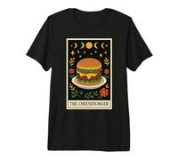 The Cheeseburger Burger Hamburger Tarot Card Witchy Moon Premium T-Shirt