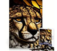 The Cheetahs Glance Glass 1000 Piece Jigsaws for Teenagers Puzzle Strong Logic Toy Relaxed Mind Clear Edge Bday Surprise (38x26cm)