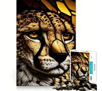 The Cheetahs Glance Glass Jigsaw Puzzles for Teenagers 1000 Brain Workout Toy Simple Fun Image Assembly Cherished Gift (38x52cm)