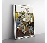 The Chess Players By Moriz Jung Classic Painting Canvas Wall Art Print Ready to Hang, Framed Picture for Living Room Bedroom Home Office Décor, 60x40 cm (24x16 Inch)