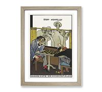 The Chess Players By Moriz Jung Classic Painting Framed Wall Art Print, Ready to Hang Picture for Living Room Bedroom Home Office Décor, Oak A4 (34 x 25 cm)