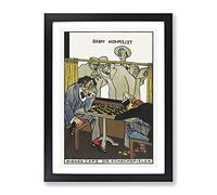 The Chess Players By Moriz Jung Classic Painting Framed Wall Art Print, Ready to Hang Picture for Living Room Bedroom Home Office Décor, Black A4 (34 x 25 cm)