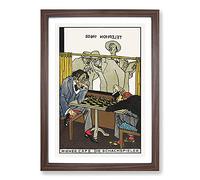 The Chess Players by Moriz Jung Framed Print | A2 Walnut Framed Wall Art | Ready to Hang | Modern Nature Picture | Living Room Bedroom Lounge Office