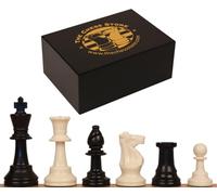 The Chess Store Club Special Tournament Size Plastic Chess Pieces Black & Ivory with Extra Queens & Box - 3.75" King