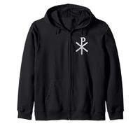 The Chi-Rho Cross Heart - Jesus Christ Symbol - vintage Zip Hoodie