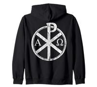 The Chi-Rho Cross - Jesus Christ Symbol - v4 vintage Zip Hoodie