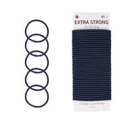 The Chic Way 40 Pcs Navy Blue Strong Hair Bobbles, Elastic Hair Bands, Hair Ties, 4mm (Navy Blue)