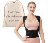 The Chic Way Posture Corrector, Adjustable & Breathable, Upper Back Brace with Pouch Bag for Posture Correction, Neck Shoulder & Upper Back Pain Relief for Women and Men (M) (Waist: 24-31")