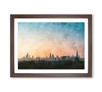 The Chicago Illinois Skyline Painting Modern Art Framed Print | A2 Walnut Framed Wall Art | Ready to Hang | Modern Cityscape Picture | Living Room Bedroom Lounge Office