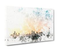 The Chicago Illinois Skyline Watercolour Canvas Print | Gallery Wrapped 30mm Frame Wall Art | 20x14 inches | Ready to Hang | Modern Cityscape Picture | Living Room Bedroom Lounge Office