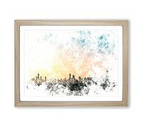 The Chicago Illinois Skyline Watercolour Modern Framed Print | A4 Oak Framed Wall Art | Ready to Hang | Modern Cityscape Picture | Living Room Bedroom Lounge Office