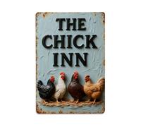 The Chick Inn Chicken Art Print Vintage Metal Tin Sign Retro Wall Decor Poster, Ideal for Home Office Living Room Bar Man Cave, 8x12 Inch