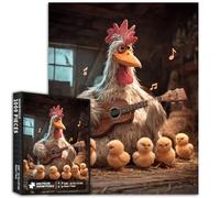 The Chick Playing Guitar 1000 Piece Jigsaw Puzzles for Adults Chicks Surrounding an Art Puzzle Colorful DIY Puzzles for Home Decoration Gifts Family Puzzle Perfect for Game Nights 50×70cm
