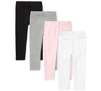 The Children's Place Baby Girls' and Toddler Leggings 4-Pack Pants, Black/White/Shell/Heather Grey 4 Pack, 18-24 Months (Pack of 4)
