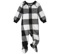 The Children's Place Baby Toddler One Piece Family Matching Holiday Pajama Sets Fleece Black/White Check 5T