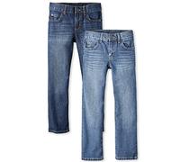 The Children's Place Boys' Straight Leg Jeans, Carbon Blue/Dark Jupiter 2-Pack, 7 UK (Pack of 2)