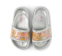 The Children's Place Boy's Toddler Girls Slides with Backstrap Sandal, Silver Shaker Stars, 6.5 UK Child