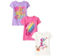 The Children's Place Girl Power Short Sleeve Graphic T-Shirts, Multipacks, 3 Pack Rules for Girls, Ballerina/Goal/Play Like a Girl 3 Pack, XL
