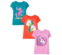 The Children's Place Girls 2-Pack Short Sleeve Graphic Tee, Unicorn Circle/Dream/Unicorns, XS