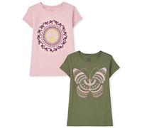 The Children's Place Girls' Butterfly Short Sleeve Graphic T-Shirts, Multipack, Peace Sign/Butterfly, M