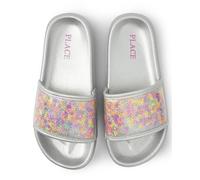 The Children's Place Girls Sporty Slides Sandal, Glitter Waves, 1 Big Kid