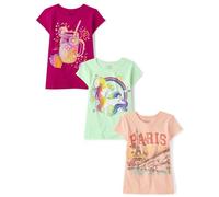 The Children's Place - Girls Unicorn Short Sleeve T-Shirts, Multipacks, Rainbow Unicorn/Lemonade/Paris 3 Pack, Rainbow Unicorn/Lemonade/Paris 3 Pack, XL