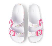 The Children's Place Unisex Child Girls Double Buckle Slip On Slide Sandals, White Paint Splashes, 2 Big Kid