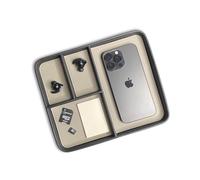 The Chill Tray - Desk Organiser Valet Tray - Premium Vegan Leather, EDC Catchall, Versatile Storage, Phone, Jewellery, Office Accessories, Keys, Watch, Bedside Table Caddy (Raven & Moonlight)