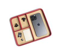 The Chill Tray - Desk Organiser Valet Tray - Premium Vegan Leather, EDC Catchall, Versatile Storage, Phone, Jewellery, Office Accessories, Keys, Watch, Bedside Table Caddy (Rhubarb & Custard)